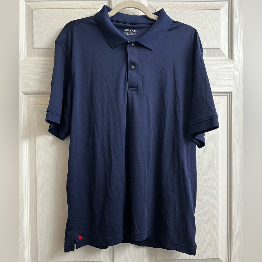 Untuckit Damachino Wrinkle Free Polo Shirt Mens X-Large XL Navy Blue